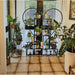 6-tier heart-shaped plant stand made of wood and metal for indoor and outdoor display