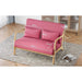 Cosy and comfortable 2-seater sofa with wooden armrests
