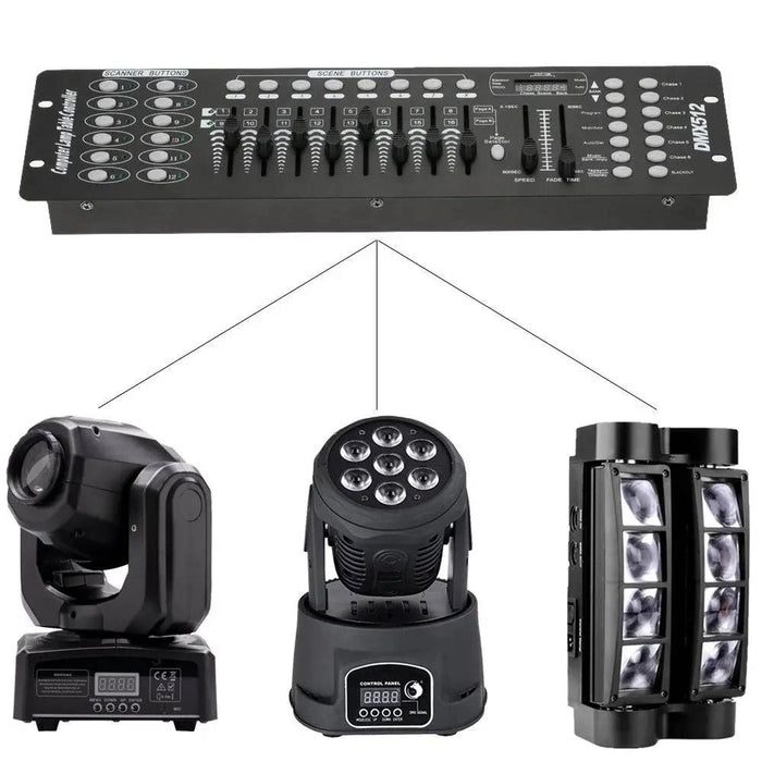 User-friendly DMX 192 Controller with 8 sliders for manual control