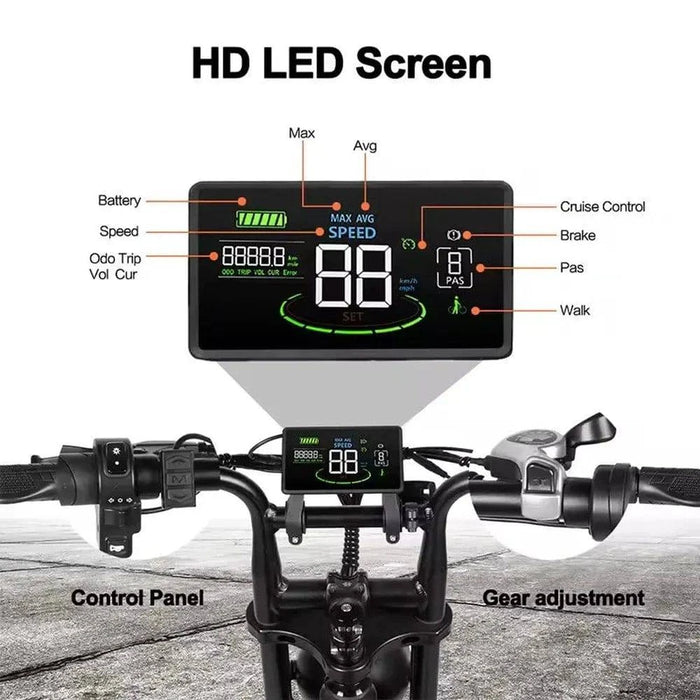 Hydraulic Brakes for Superior Stopping Power Electric Bike 500W Motor, 48V 15AH, Fat Tire, 7-Speed, Double Suspension & Hydraulic Brakes