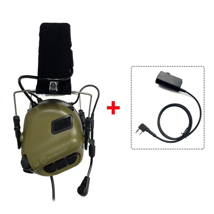 Tactical Headset Set with Kenwood PTT Adapter Green set