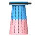 Collapsible camping stool in blue and pink, telescopic and portable design