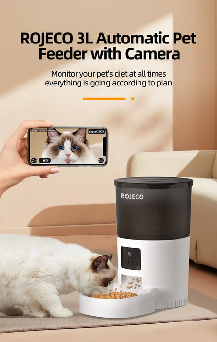 Automatic cat feeder with camera and smart video pet food dispenser