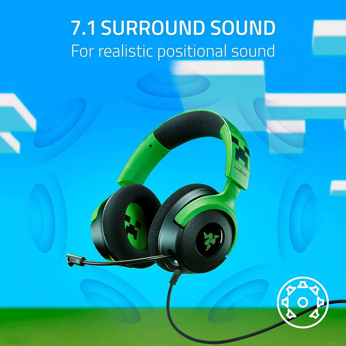 Wired RGB Gaming Headset for PC & Console – Minecraft Style
