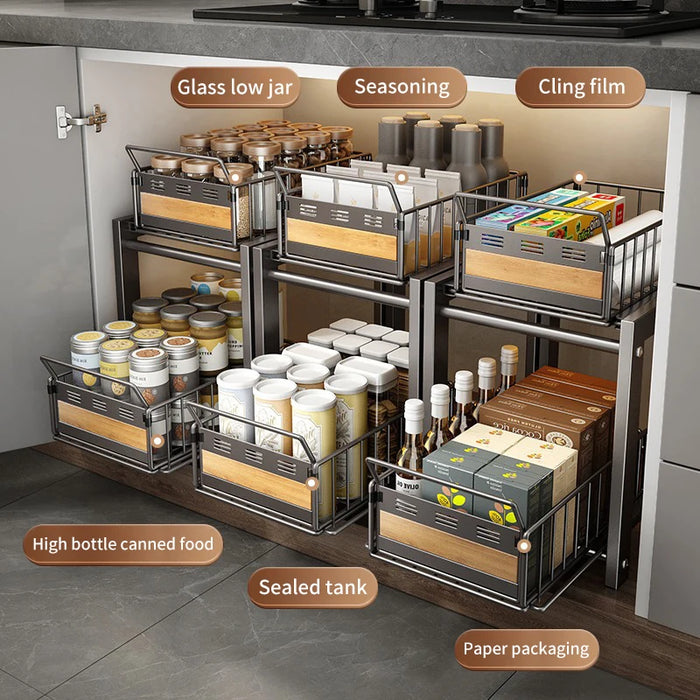 Kitchen Sink Organizer Pull Out, Gray
