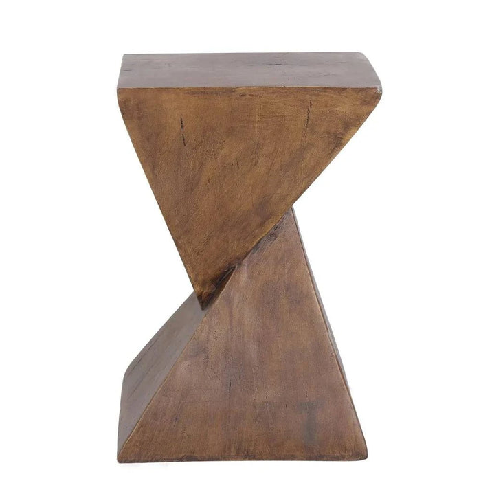 Modern geometric lightweight concrete accent table designed for indoor and outdoor use