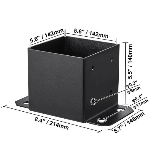 Set of 4 matte black 6x6 post base brackets for installation
