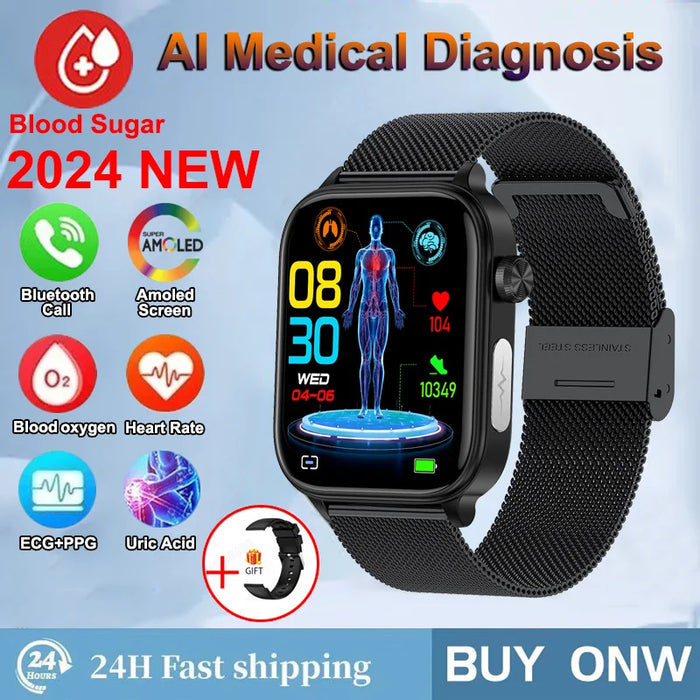 1.96” AMOLED Smartwatch with ECG and Blood Sugar Monitor