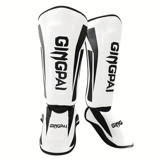 Muay Thai leg guard in white, large size for shin protection