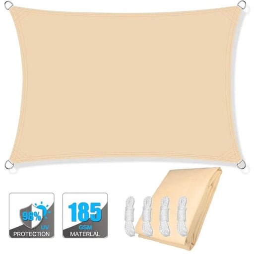 Waterproof Rectangle UV Block Sun Shade Sail (Light  Yellow 3*4M) - FLUXA