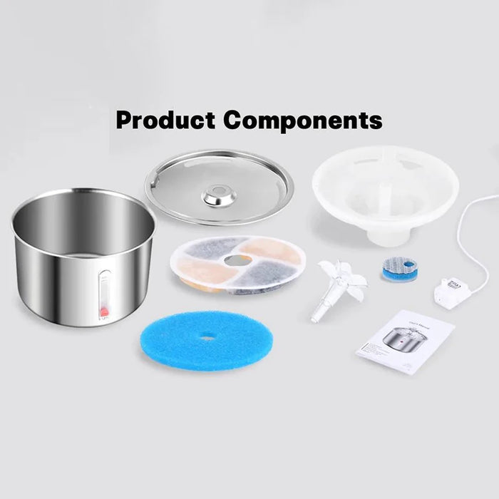 Stainless Steel Pet Water Fountain with Automatic Function and Easy Clean Feature for Pets of All Sizes