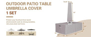 Waterproof black patio table cover with umbrella hole, 270cm in size