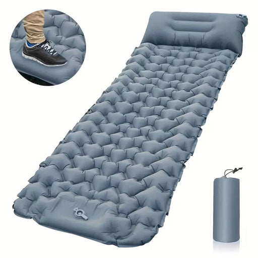 Ultralight Travel Folding Bed with Inflatable Mattress & Pillows for Camping (Gray) - FLUXA