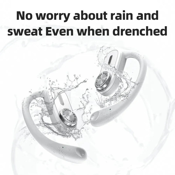 Black TWS Waterproof Open-Ear Earphones for Sports & Gaming with Charging Case
