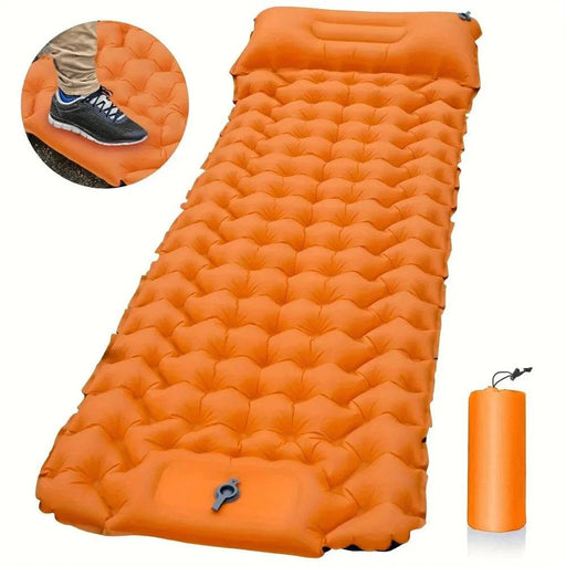 Ultralight Travel Folding Bed with Inflatable Mattress & Pillows for Camping (ORANGE) - FLUXA