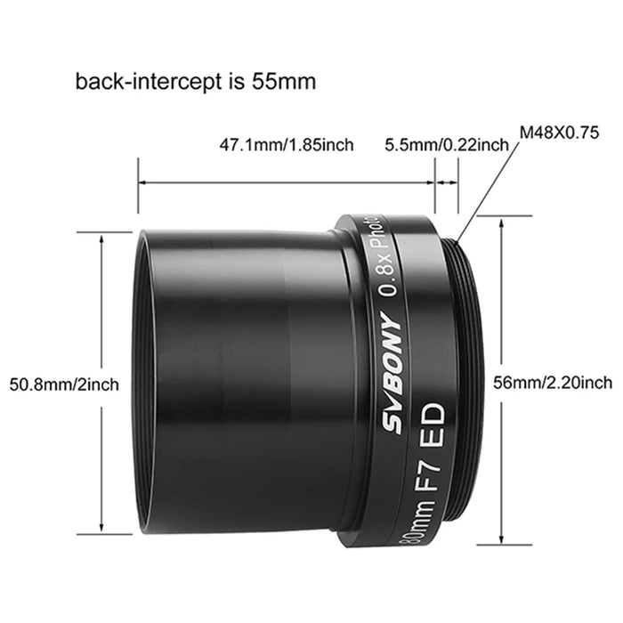 0.8x Focal Reducer with Field Flattener for Astronomy
