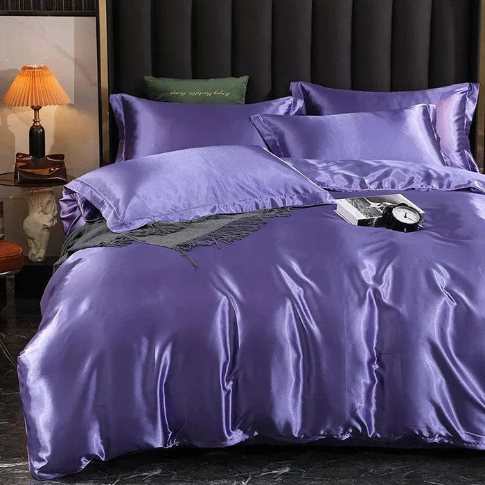 High-density solid color duvet cover with silky texture and elegant finish