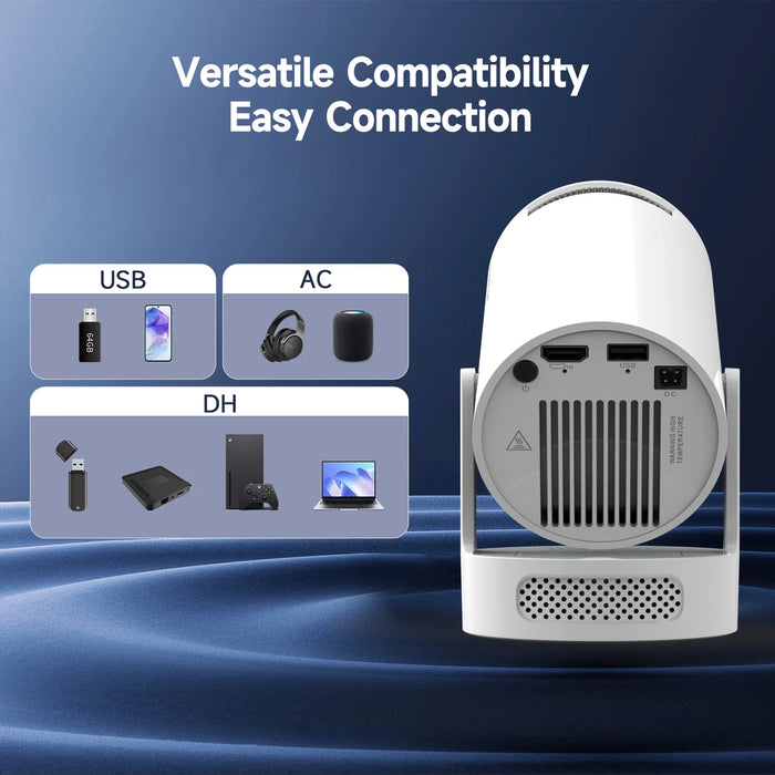 4K Portable Projector White with Carry Bag WiFi6 and Android 11