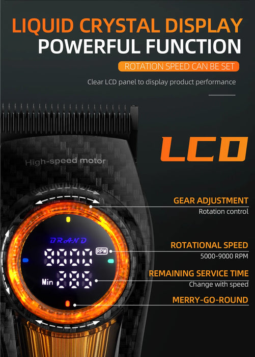 Professional Hair Clipper 9000RPM Cordless Adjustable Hair Trimmer with Base for precision cutting and styling