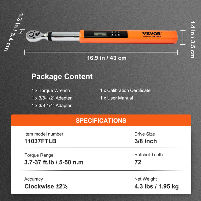 Precise and Accurate 3/8 Digital Torque Wrench for Professional and DIY Use