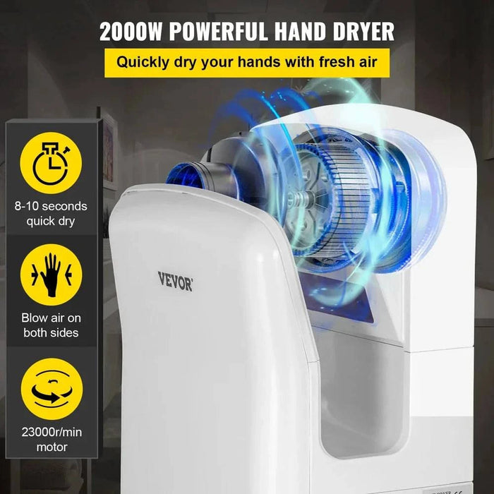 Automatic High-Speed Jet Hand Dryer Double-Sided Blade Washroom Dryer (silver) in a modern and sleek design with powerful drying capabilities
