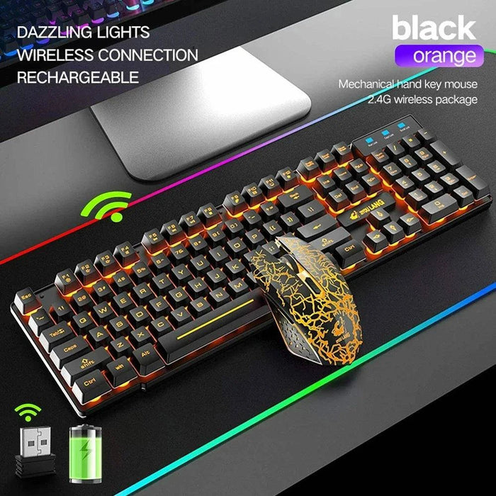 Black RGB mechanical gaming keyboard and mouse set for PC and laptop