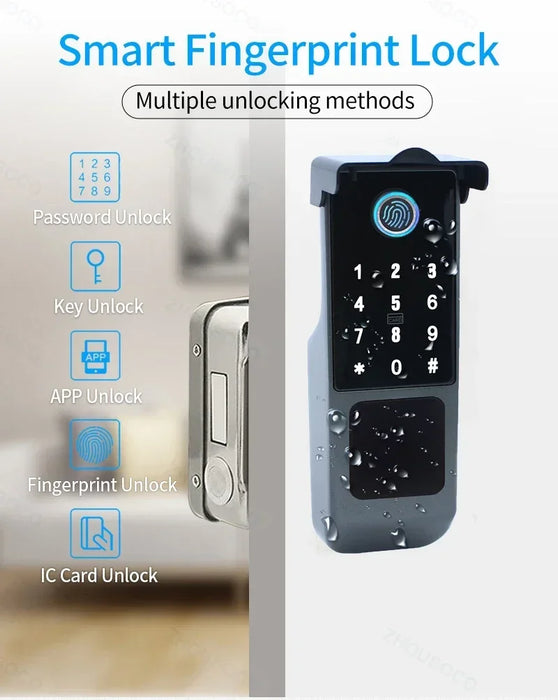 Outdoor Keyless Fingerprint Lock – Waterproof, Remote Access, App & Passcode Unlock A-1