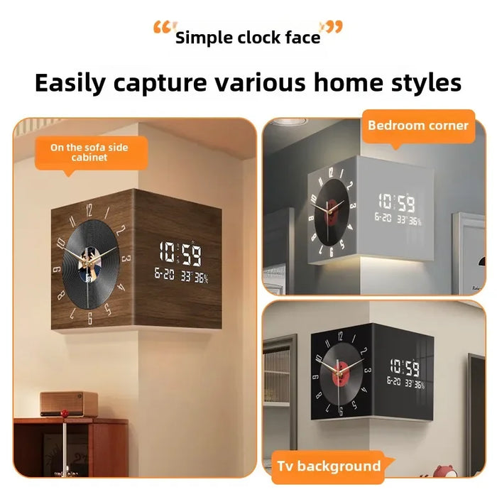 Decorative Corner Wall Clock with Mute Sweep Movement