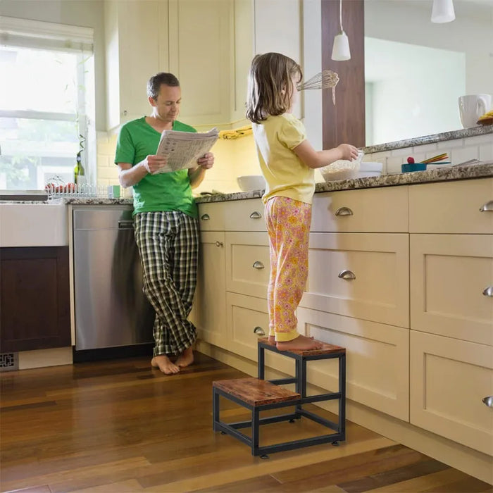 Sturdy 2-Step Stool, 500lbs Capacity, Ideal for Kitchen & Bathroom