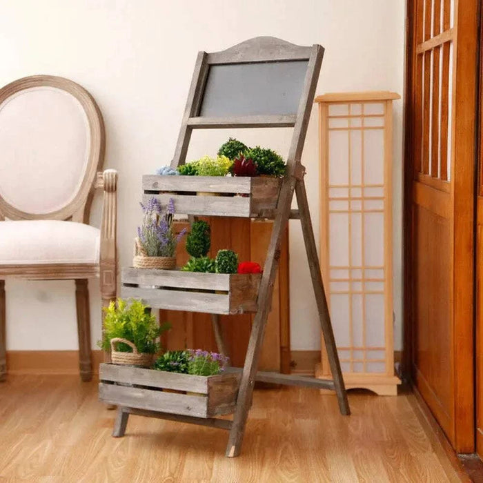 Eco-friendly paulownia wood plant stand with foldable design