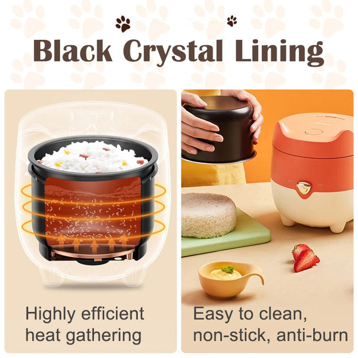 1.2L Mini Rice Cooker with Non-Stick Inner Pot