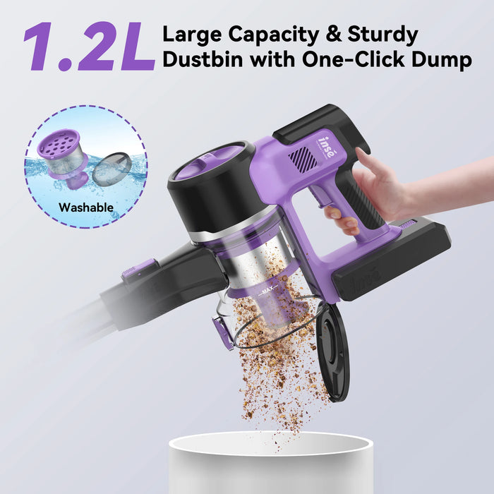 Long 50-minute runtime with detachable 2200mAh Li-ion battery