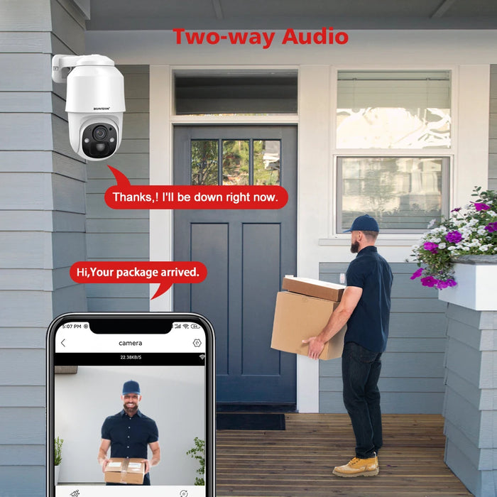 Rechargeable Outdoor WiFi Camera with 360° View & Audio 4MP Battery Cam 64G