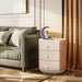 Easy to Clean Sintered Stone Top Modern Round Nightstand Bedside Table, Resistant to Stains, Scratches, and Impacts