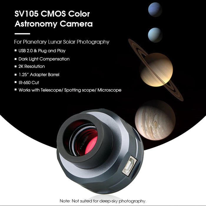 1.25" Astronomy Camera with SONY Sensor for Lunar Photos