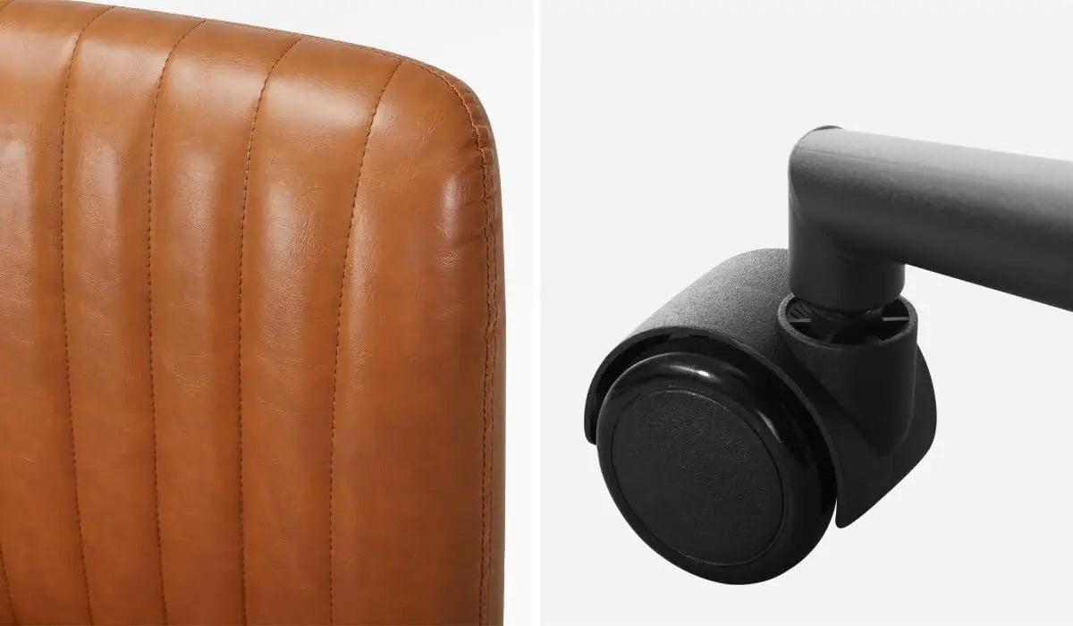 Ergonomic PU Leather Home Office Chair Padded Seat, Adjustable Backrest, Brown