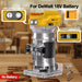 Yellow and black electric trimming machine for woodworking, with transparent base