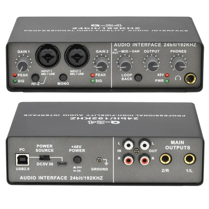 24Bit 192KHz USB Audio Interface 2 Input Sound Card - FLUXA