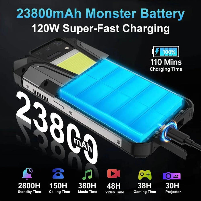 8849 Tank 2 PRO Projector Phone 2.4K Display 12GB 256GB 100MP Camera 23800mAh 120W Dual Sim Android 14 - FLUXA