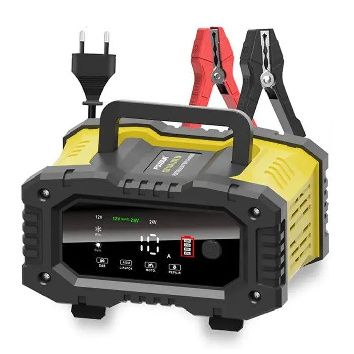 Smart Battery Charger for Car Motorcycle Lithium AGM GEL Lead-Acid LiFePO4 - 10A 5A, Yellow is a durable and versatile charger suitable for a variety of vehicle batteries