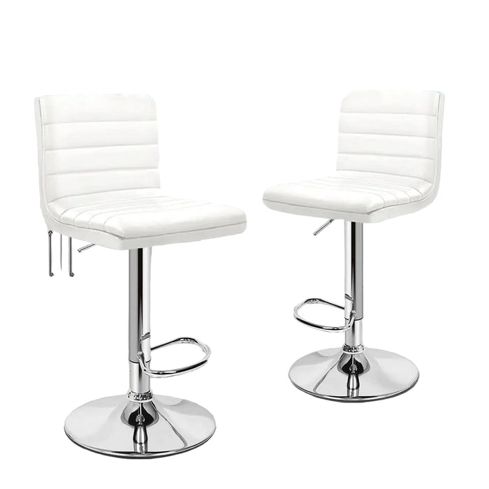 Height Adjustable Swivel Bar Stools 2 Pack PU Leather, 62–83cm, Chrome Footrest