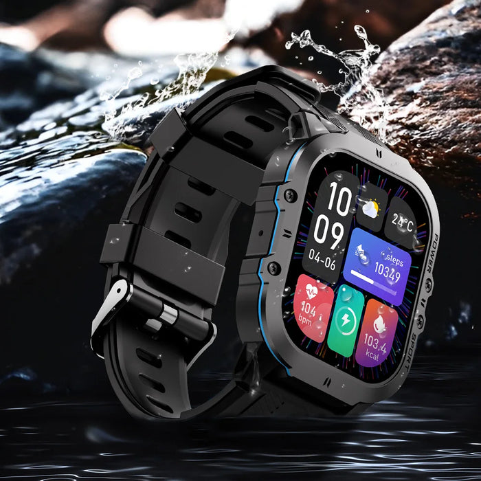 1.96" AMOLED Smart Watch, Bluetooth Call, 100+ Sports Modes – Blue