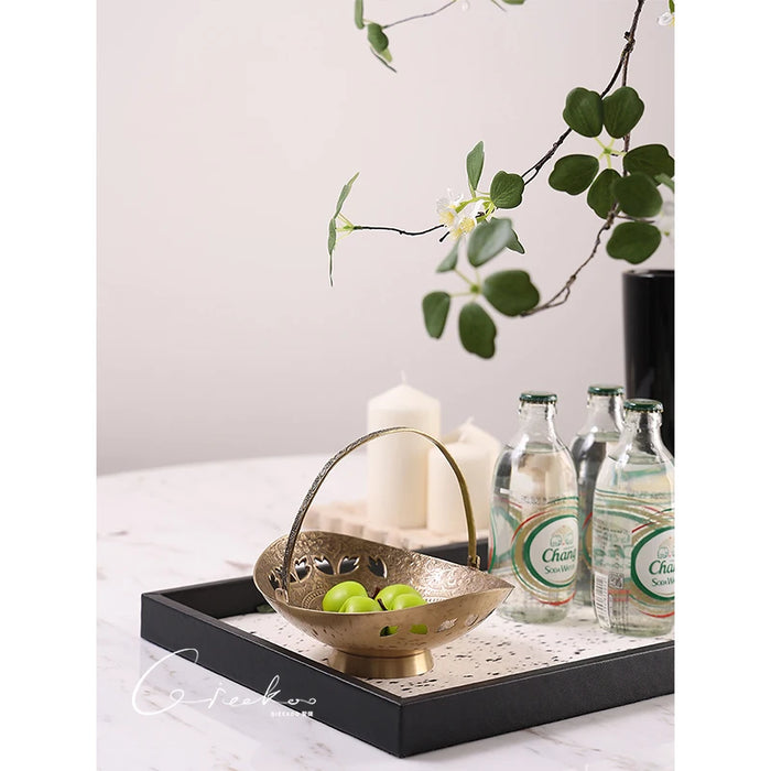 Retro Copper Storage Tray Irregular Decorative Organizer