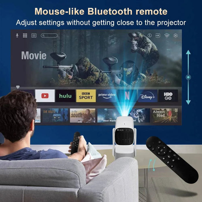 4K Smart Projector with Android 11, Built-in Battery, Bluetooth Speaker, WiFi, Auto Focus (AU Plug) - FLUXA