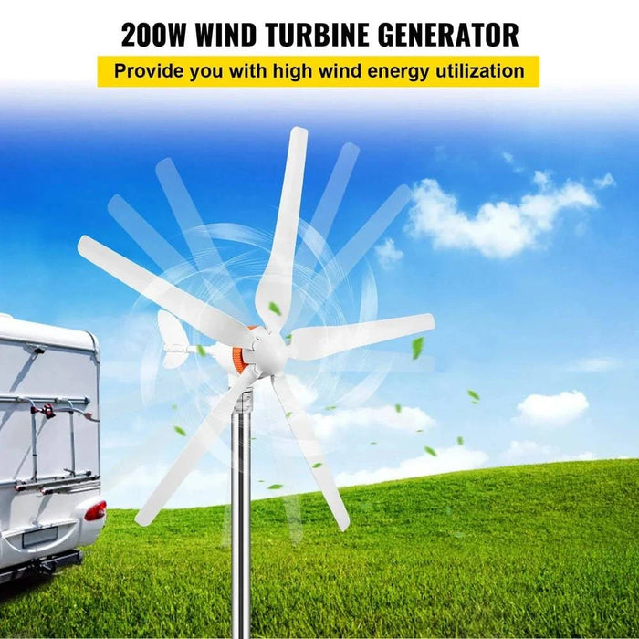 Wind Turbine Generator with MPPT, Charge Controller for Home, RV, Yacht, Farm Use (500W 5 Blades, MPPT Controller 2) - FLUXA