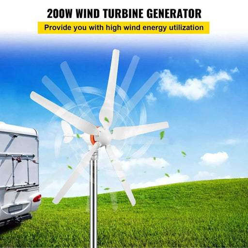Wind Turbine Generator with MPPT, Charge Controller for Home, RV, Yacht, Farm Use (500W 5 Blades, MPPT Controller 1) - FLUXA