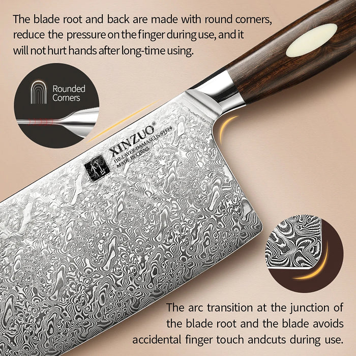 7" Dual-Core Damascus Kitchen Knife with Ergonomic Handle
