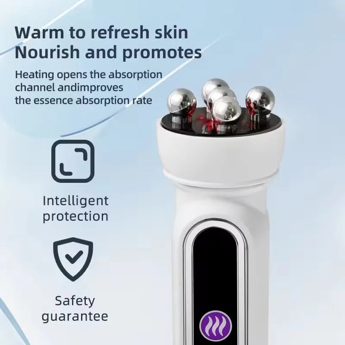 3in1 RF Heating Facial Roller Massager with Microcurrent Stimulation