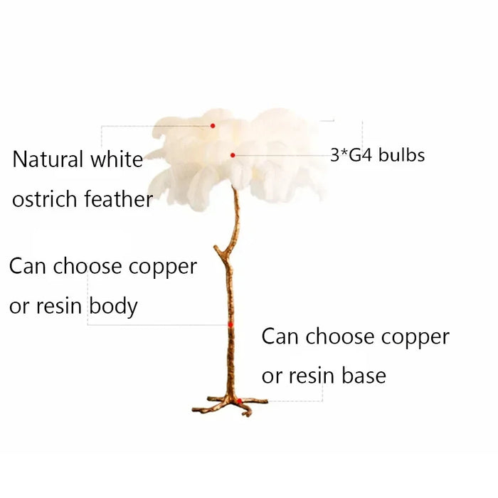 Resin Base Feather Floor Lamp for Living Room Decor
