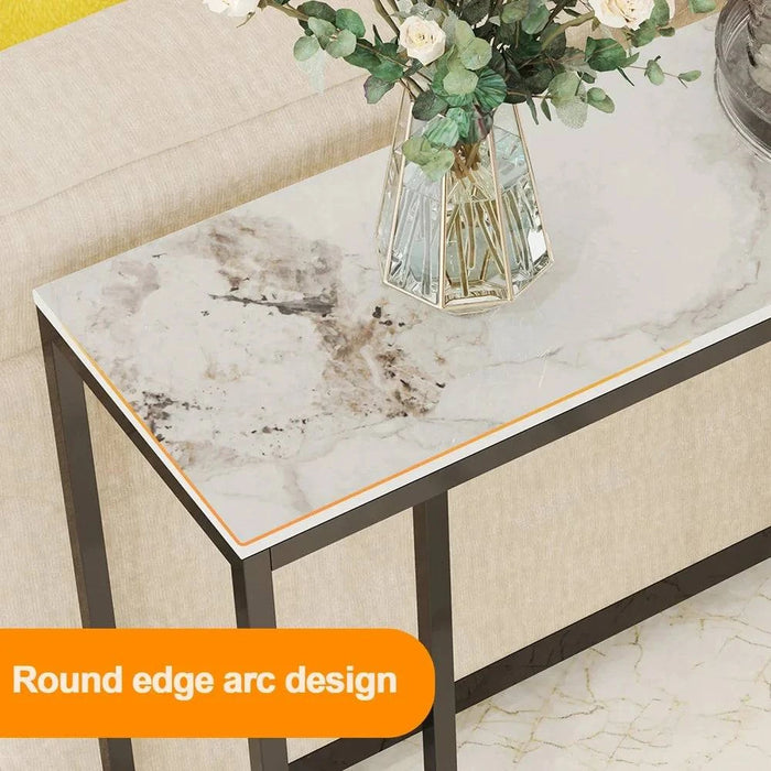 Marble console table package includes assembly instructions and set of screws and accessories
